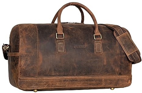 STILORD Edson Leder Weekender Herren Große Damen Ledertasche Vintage Reisetasche Groß Handgepäck Reisegepäck Sporttasche Travel Bag wasserdichte Duffle Bag Echtleder Farbe:Calais - braun
