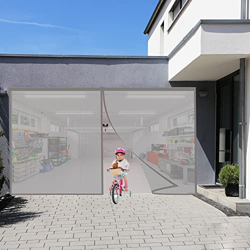 Fliegengitter TürVorhang tür 240x230cm Vorhang tür Insektenschutz Balkontür Fliegenvorhan ohne Bohren - Vorhang für Balkontür Wohnzimmer Schiebetür Terrassentür (Grau)