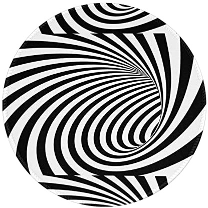 Tapis de souris rond antidérapant à rayures optiques en spirale pour ordinateur portable, bureau et maison, 20,3 x 20,3 cm