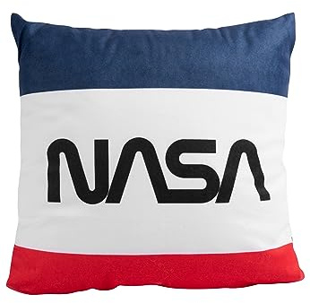 United Labels NASA Kissen, Kopfkissen 30x30 cm, Blau Weiß Rot, Sofakissen, Dekokissen für Weltall-Fans