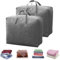 LANSKYLAN 2er Set Bettwäsche Tasche Aufbewahrung Bettzeug Tasche Unterwegs mit Reißverschluss Bett Aufbewahrungstasche ca. 60x50x28cm Große Bettwaren Taschen Beutel für Bettwäsche Bettdecken Kissen