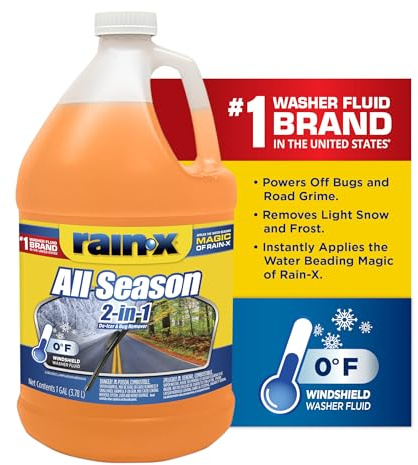 Rain-X All Season 0°F 2-in-1 De-Icer & Bug Remover Windshield Washer Fluid - 1 Gallon (Pack of 6)