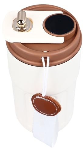 Botella de Agua Inteligente Aislada, Pantalla de Temperatura Inteligente de Acero Inoxidable 316, Botella de Agua Aislada Ligera y Fácil de Limpiar para Viajes (marrón beis)