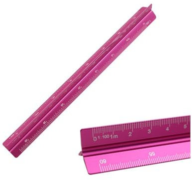 Purzen Architekturskala-Lineal 30Cm, Metallskala-Lineal, Aluminium-Skala-Regel Zum Schneiden Für Architekten, Zeichner Und Studenten,Rosa