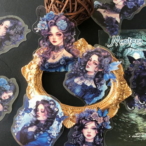 Vintage Girl Scrapbooking Sticker Zubehör 80pcs Self-Adhesive Scrapbook Stickers Decorative Stickers for DIY Scrapbook Accessories Diary Journaling Laptops etc.(Mystery Series)