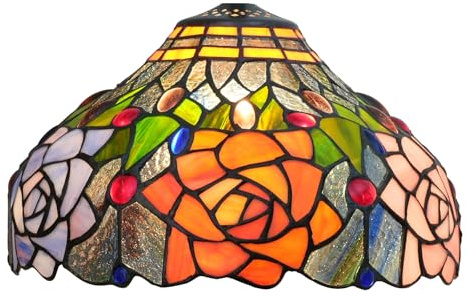ZXMJYHK Lampenschirm im Tiffany-Stil, 12 Zoll, schwarze Rosen, Buntglas-Lampenschirm, Ersatz, Vintage-Lampenabdeckung, Zubehör, passend for Tischlampe, Pendelleuchte, Deckenleuchte