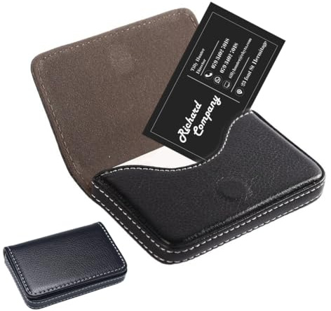 COYUN Soporte para Tarjetas de Visita, Professional Tarjetero para Tarjetas de Visita de Cuero PU con cierre magnético,Estuche para Tarjetas de Crédita para Hombre y Mujer (Negro)