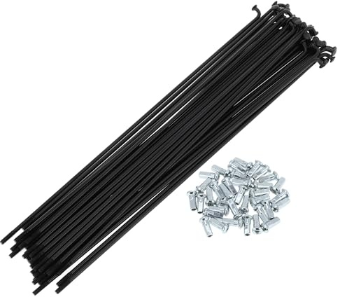 A ABSOPRO Raggi per Bicicletta 12G, Raggi per Ruota Bici in Acciaio al Carbonio, Nero, 36 Pezzi