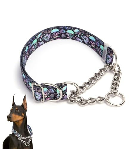 Halsband für Hunde, Edelstahlkette, Martingal-Halsband für Hunde, kein Ziehen, rutschfest, Choker, Choker, Choke, robustes Hundehalsband