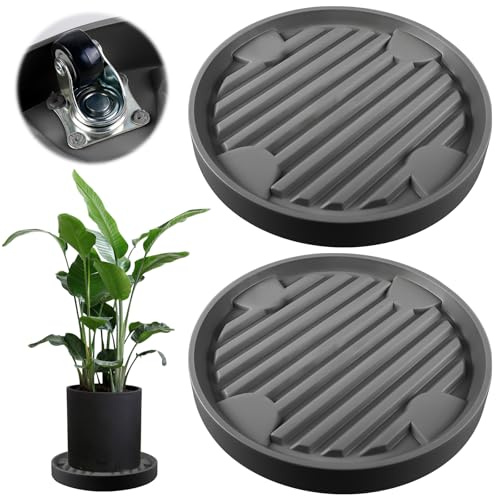 GBKDQQ 2 Stück Pflanzenroller Rund Ø31x31cm, Rollbrett Pflanzen mit 360 ° Drehbare Rädern, Blumenroller, Pflanzenroller Outdoor Wetterfest für den Hausgarten Blumentopf (Grau)