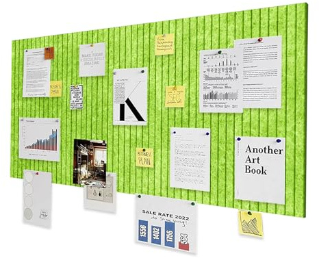 LUPATDY Bacheca Autoadesiva in Feltro, Bacheca in Sughero 60 x 40 cm, Lavagna in Sughero per Promemoria, 0,9 cm Spessore, Decorazione da Parete, Lavagna Pieghevole con Puntine, Verde Mela