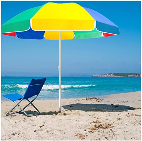 CRBUDY Ombrellone da Giardino da 7 Piedi/2,2 m, per Patio, Spiaggia, Balcone, Portatile, Compatto, Rotondo, Protezione Solare UV40+, Impermeabile, per Prato, Piscina, Balcone, colorato
