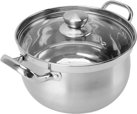 Marmite en acier inoxydable de 24 cm avec double couvercle et poignée, pour cuisine, pâtes, soupes, spaghettis