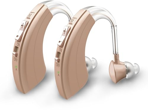 HIBRIQ Rechargeables Amplificateur de son, anti-bruit et volume réglable, Appareil BTE Design Léger Confortable