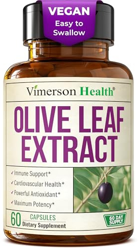 Olive Leaf Extract Capsules – 750 mg Standardized to 150 mg Oleuropein – Polyphenol Antioxidants for Cardiovascular Health and Immune Support Supplement – Vegan Herbal Supplements – 60 Capsules