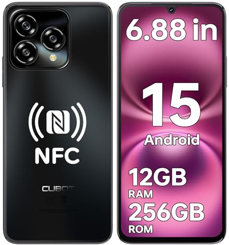 CUBOT A40 Android 15 Mobile Phone 2025-12GB + 256GB, 6.88/120Hz Display SIM-Free & Unlocked Mobile Phones, 48MP Camera, 5100mAh, Smartphone 4G Dual SIM/Face Unlock/OTG/NFC/GPS/Dual Speakers