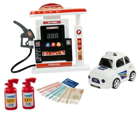 Yardwe Station Essence avec Voiture pour Garçon Fille Modèle de Garage Miniature Éducatif sans Batterie Garçon Fille