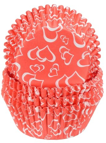 sourcing map Lot de 100 doublures à cupcakes de taille standard pour muffins en papier sulfurisé pour fête, mariage, rose