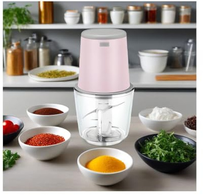 WYJRO Hachoir électrique avec récipient en verre de 600 ml, hachoir à viande multi-hachoir de cuisine, hachoir à viande avec 4 ails, pour viande, ail, oignons, légumes, pour restaurants, cuisines