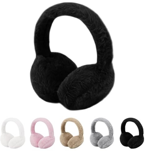 Cache Oreille fille d'hiver moelleux et doux pour femmes, cache-oreilles d'extérieur coupe-vent, adaptés au ski et à la course à pied, protège-oreilles pour femmes, hommes et enfants (Noir)