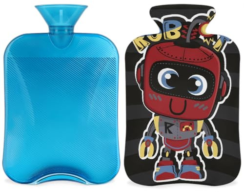 Borsa dell'acqua calda con coperchio, 2 l, per alleviare il dolore, collo morbido e spalle, mani e piedi, impacco caldo e freddo, per adulti e bambini