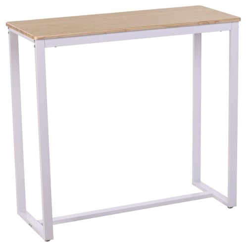 Noorsk Design Mesa Alta Cocina - Mesa Alta Bar 100x40x93 cm. - Mesa Barra Cocina Alta - Estructura Metálica - Color Madera