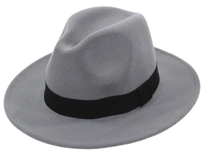 Chapeau Fedora classique 2026 pour une élégance intemporelle, large bord, réchauffe en hiver et convient pour les occasions décontractées et festives., gris, taille unique