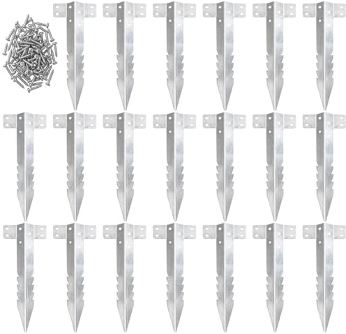 20 Pack Railway Sleeper Brackets, Heavy Duty Metal Sleeper Stakes, Galvanized Steel Jagged Stakes for Garden Edging, Timber Raised Beds, Driveway, Pathways & Retaining Walls