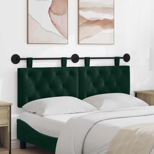 Goyphonic Hängevorderseite Wandmontiert Dunkelgrün Samt mit gepolstertem Kopfteil 130 x 55 x 7 cm, gepolsterte Stoffpaneele, Holzrahmen, vielseitig für Bett und Sofa als dekoratives Polster