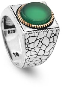 Jewellery Pit - Jade Ring, Siegelring, Edelsteinring, osmanischer Statement Ring, Vintage Ring, Sterling Silber Ring,Ring für den kleinen Finger, Geschenk für ihn, handgefertigt