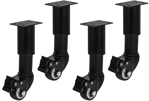 SILENRADAWN 4piezas Patas para Muebles con Ruedas Ajustables de Metal para Sofá Mesa Armario Altura Regulable Negro Unidades Resistente y Estable