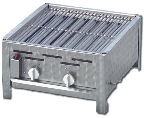 Partystrahler.de Gasgrill/Integralgrill mit 2 Feuerstellen, Grillrost oben und Pfanne