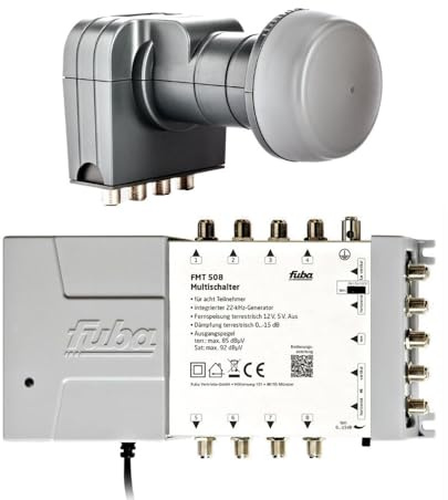 Fuba 8-Teilnehmer Digital Umrüstset - Bestehend aus Fuba DEK 407 Quattro-LNB und Fuba FMT 508 HDTV Multischalter 8 Teilnehmer