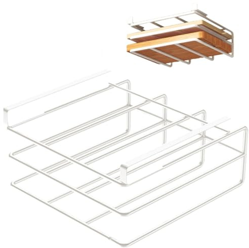 Zwsair Support pour Planche À Découper sous Placard, Organisateur De La Planche, Hangable sous Le Porte Couvercle De La Poêle De L'Armoire - Poste À Découper en Main pour La Cuisine À Domicile