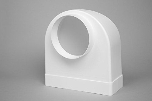 NaplesUK 220mm x 90mm Megaduct Flat Channel Ducting 90º Bend to 125mm Round - White Plastic