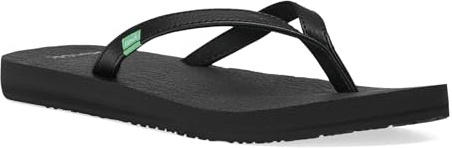 Sanuk Yoga Spree 4 | Yoga Mat Footbed | Flip Flops for Women | Yoga Sandals For Women | Women's Beach Sandals, Black, 6