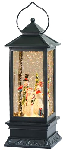 Eldnacele Linterna de Globo de Nieve con Luces Musicales de Navidad, Funciona con Pilas, muñeco de Nieve con música, decoración del hogar y Regalo, Familia de muñecos de Nieve
