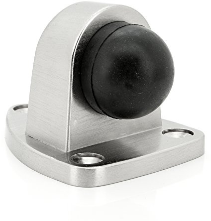BASI | Türstopper für Bodenmontage | Edelstahl-Optik | Türhalter | Türpuffer | Bodentürstopper in Silber | Schutz für Wand und Möbel | Gummi-Schutz | Wandschutz