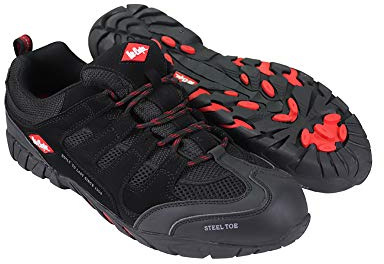 Lee Cooper Herr arbetskläder säkerhetstränare rostfritt stål tåhätta och komposit mellansula halkfri antistatisk lätt arbetssko S1P/SRA, svart, UK 4