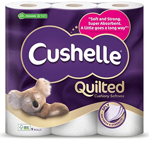 Cushelle Quilted Toilet Paper, Pack of 9