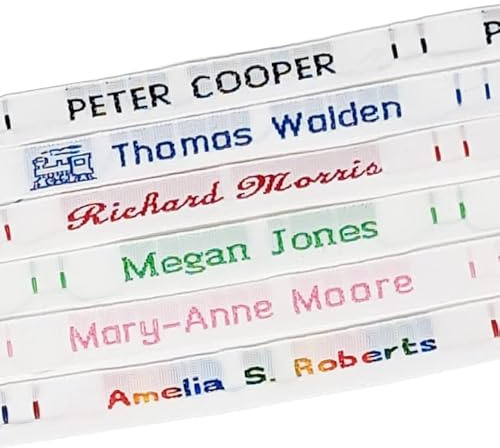 72 Woven Sew in Name Tapes Labels for School Uniforms, Nursery, Daycare, & Care Home Clothing