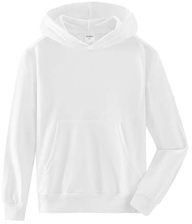 Spring&Gege Huvtröja för pojkar, huvtröja, tröja, basic, enfärgad, bomull, huvtröja för barn (3–12 år), Vit, 11-12 år
