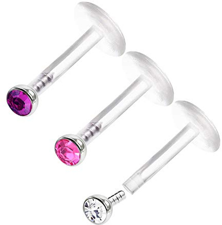 KJM FASHION 3 STK Flexi Lippe 1,2mm 16 Gauge Ohrringe Piercing Schmuck