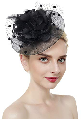 Fascinator Blume Mesh Bänder Federn Braut Kopfschmuck Haar Clip Hut Haarschmuck Tea Party Hochzeitskirche Kopfbedeckung für Frauen