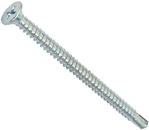 AERZETIX - C44710 - Satz von 100 Blechschrauben selbstbohrenden Ø4.8x80mm mit senkkopf - DIN 7504 P - mit PH kreuzschlitz - aus verzinktem stahl - blechverkleidung stahlkonstruktion - farbe silber