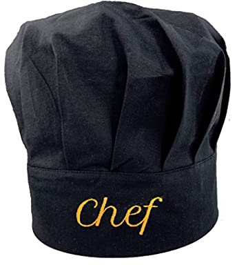 Pet-Jos Chef Kochmütze Unisex Kochmütze aus Baumwolle Küche Hotel Restaurant Gastro-Hüte Einstellbar für Männer, Frauen, Kochen, Schwarz