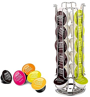FIND A SPARE Compatible Replacement Metal Chrome Pod Holder Stand Rack 360° Rotating Tower Non Slip Base For Dolce Gusto 24 Coffee Machine Capsules