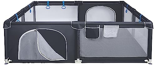 ONVAYA® Laufgitter | Laufstall für Babys | 160 x 200 cm | Schutzgitter für Kinder | Rechteckiges Krabbelgitter | Absperrgitter | Babyzaun in Grau | sicher & schadstofffrei