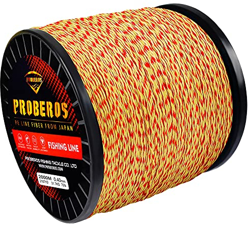 SLOOG 9 Stränge Geflochtene Angelschnur, 2187 Yds Abriebfest Superline Null Streckt U. Geringer Speicher Extra Dünner Dünn,Orange,100LB(0.5mm)