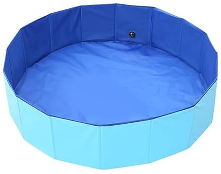 Queta - Piscina per cani, vasca da bagno pieghevole per animali da compagnia, vasca da bagno per cani di grossa taglia in PVC resistente, estiva per interni o esterni (80 x 20 cm)